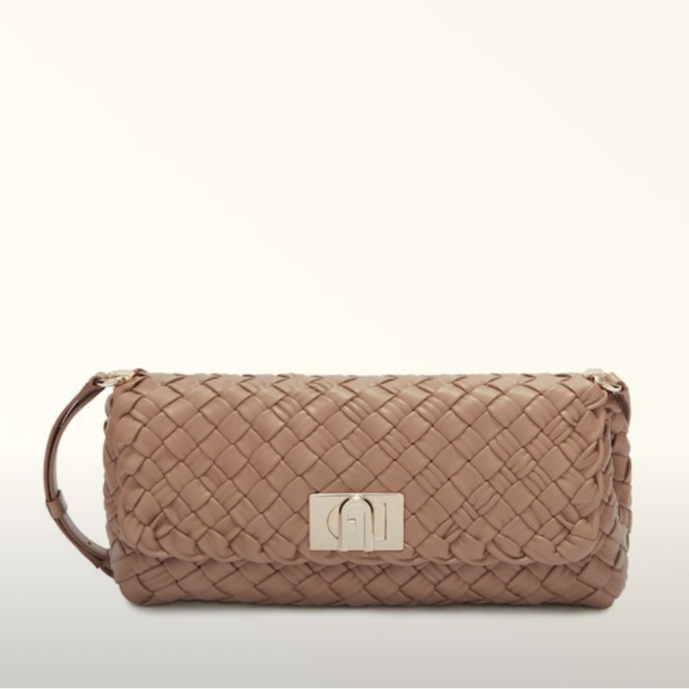 Furla Gerla Hand braided Leather Tan Woven bag